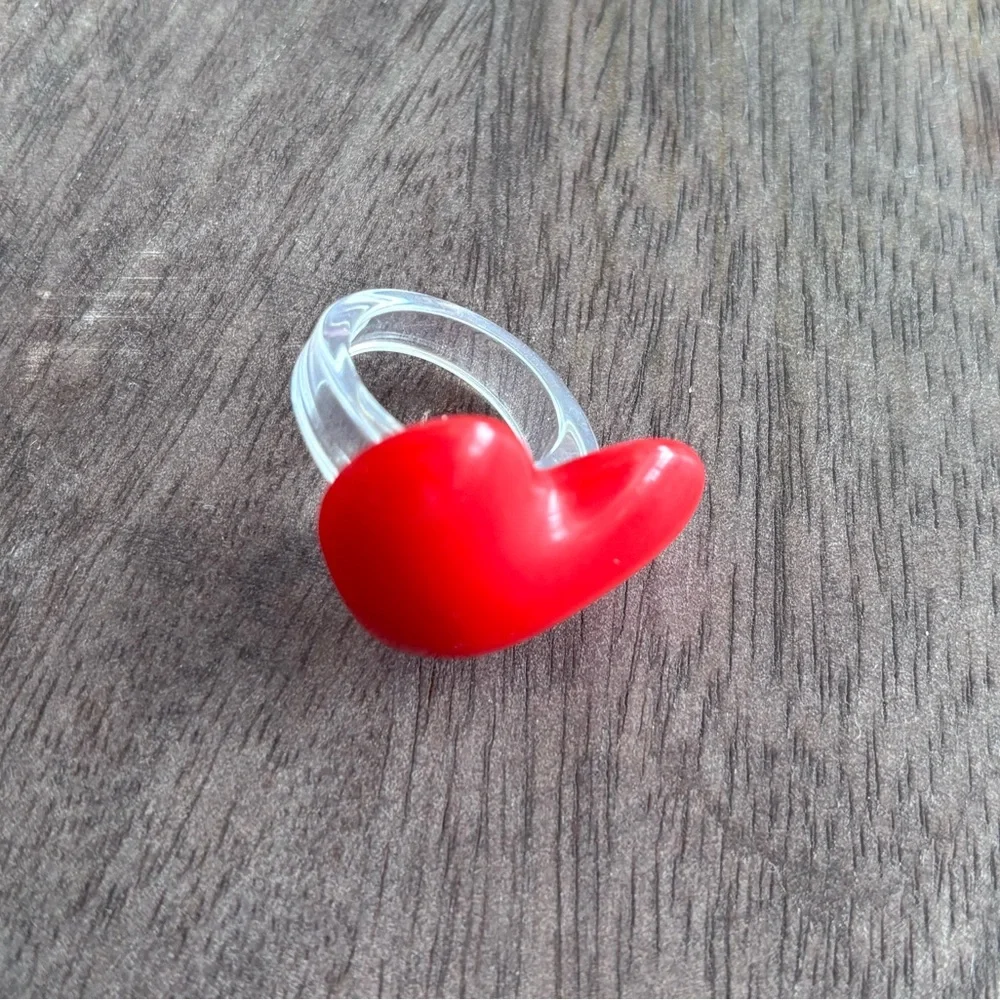 Chunky‎ Red Heart Ring - Bold Resin Statement